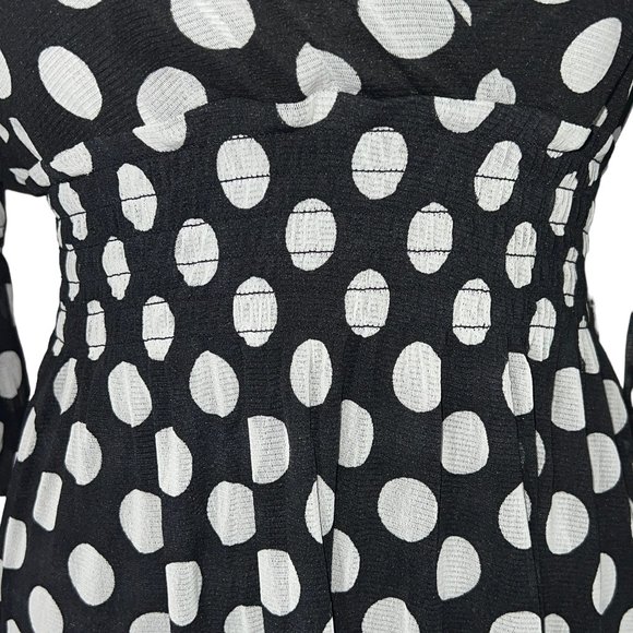 Like New BCBGMaxAria Black & White Polka Dot V-Neck Midi Dress Size Medi… - Picture 11 of 11